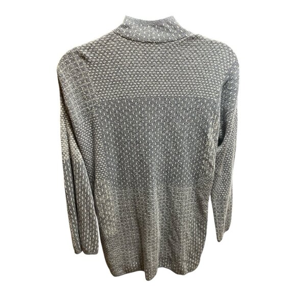 J. Jill PureJill Sweater Coat Gray Blue Print w/ Pockets Size LARGE - Picture 2 of 4